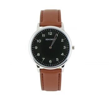 Black dial brown strap