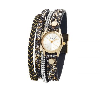 Moon jc1137 ladies multi strap black glitter watch 100 gr