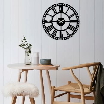 Ceas de perete, Metal Wall Clock 10, Metal, Dimensiune: 48 x 48 cm, Negru