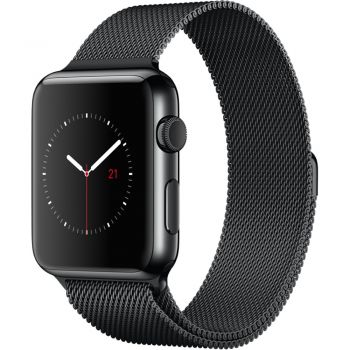 Apple Watch 1 42mm Space Black Stainless Steel Case, Space Black Milanese Loop