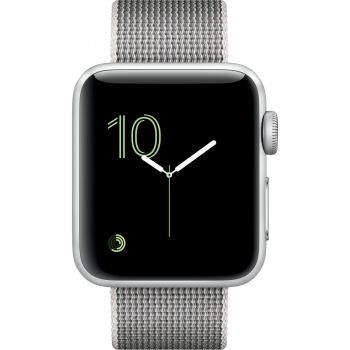 Apple Watch 2 38mm Silver Aluminium Case, Pearl Woven Nylon Band