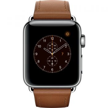 Apple Watch 2 38mm Stainless Steel Case, Saddle Brown Classic Buckle