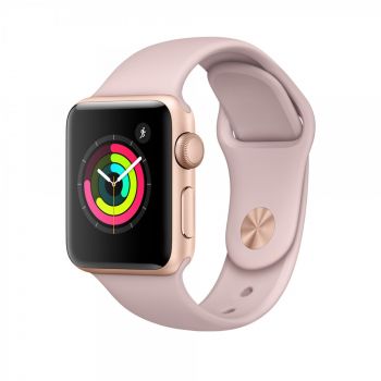 Apple Watch 3 38mm Gold Aluminium Case, Pink Sport Band