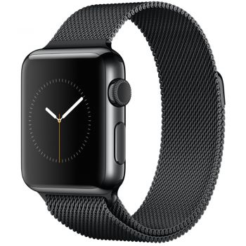 Apple Watch 38mm Space Black Stainless Steel Case, Space Black Milanese Loop