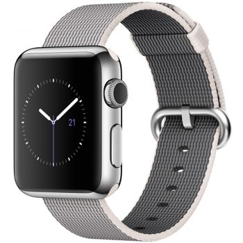 Apple Watch 38mm Stainless Steel Case, Pearl Woven Nylon