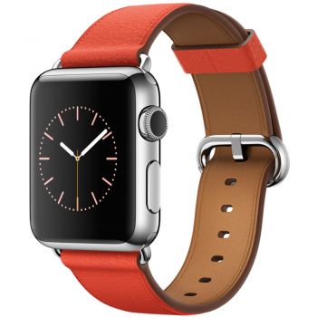 Apple Watch 38mm Stainless Steel Case, Red Classic Buckle