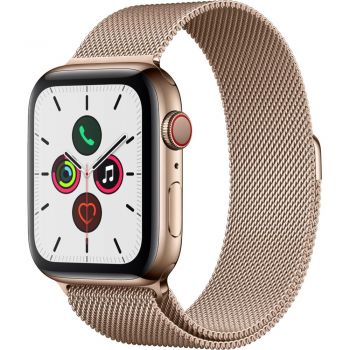 Apple Watch Series 5 GPS + Cellular, 44mm, Gold, Stainless Steel Case, Gold Milanese Loop