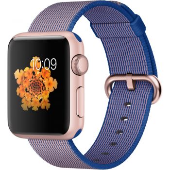 Apple Watch Sport 38mm Rose Gold Aluminium Case, Royal Blue Woven Nylon