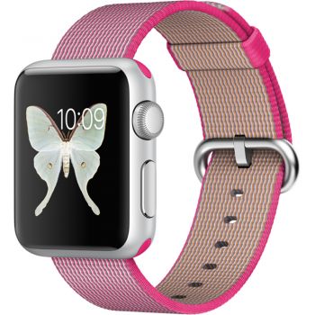 Apple Watch Sport 38mm Silver Aluminium Case, Pink Woven Nylon