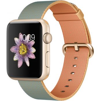 Apple Watch Sport 42mm Gold Aluminium Case, Gold/Royal Blue Woven Nylon