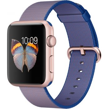 Apple Watch Sport 42mm Rose Gold Aluminium Case, Royal Blue Woven Nylon