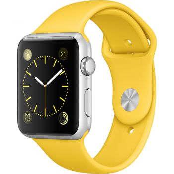 Apple Watch Sport 42mm Silver Aluminium Case, Yellow Sport Band