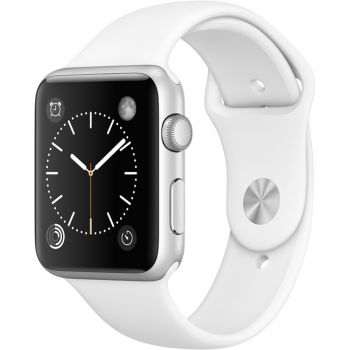 Apple Watch Sport 42mm Silver Aluminum Case, White Sport Band