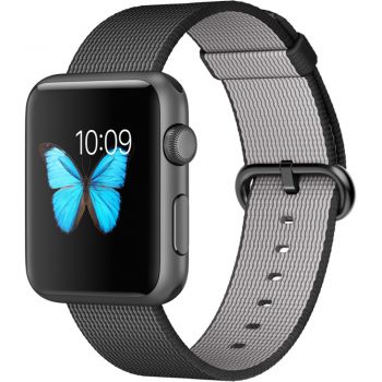 Apple Watch Sport 42mm Space Grey Aluminium Case, Black Woven Nylon