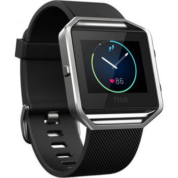 Smartwatch Fitbit Blaze, Curea Silicon L, Negru/Argintiu