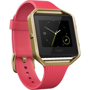 Smartwatch Fitbit Blaze, Curea Silicon L, Roz/Auriu