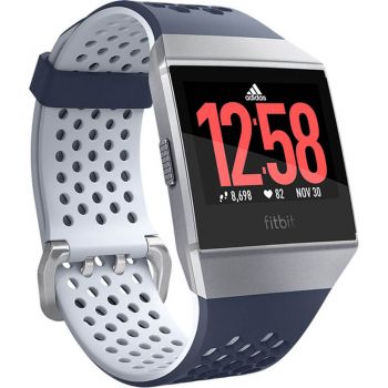 Smartwatch Fitbit Ionic Adidas Edition, Curea Ink Blue-Ice Gray, Silver Gray