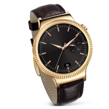 Smartwatch Huawei W1 Steel, Auriu, Curea piele maro