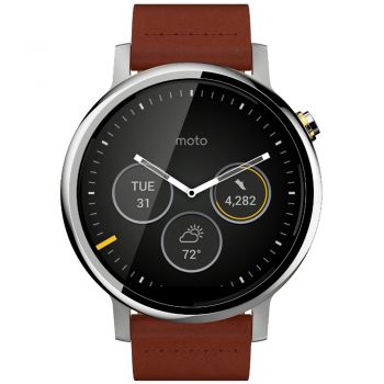 Smartwatch Motorola Moto 360 2ND GEN, Curea piele Cognac