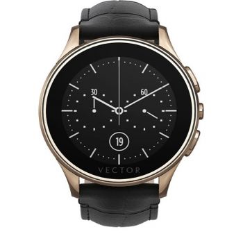 Smartwatch Vector Luna, Curea piele neagra