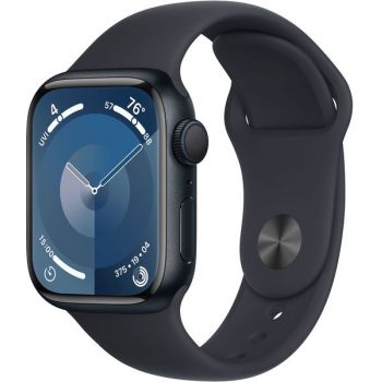 SmartWatch Apple Watch S9, 45mm Carcasa Aluminium Midnight, Midnight Sport Band - M/L