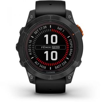 Ceas Activity Tracker Garmin Fenix 7 Pro Solar, Ecran 1.3inch, Power Glass™, 47mm, Bluetooth, Waterproof 10 ATM (Negru)