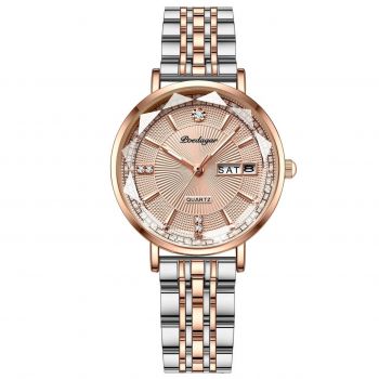 Ceas dama Poedagar CS1371, otel inoxidabil, argintiu-rose gold, cadran crem