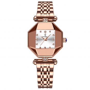 Ceas dama Poedagar CS1505, otel inoxidabil, rose gold, cadran alb