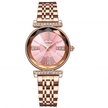 Ceas dama Poedagar CS1512, otel inoxidabil, rose gold, cadran roz