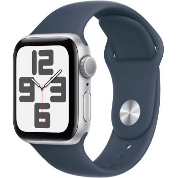 SmartWatch Apple Watch SE (2023), GPS, 40mm Aluminium Silver cu Storm Blue Sport Band - M/L