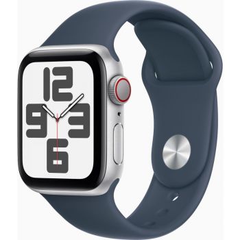 Apple Smartwatch Apple Watch SE (2023) Cellular, GPS, Retina LTPO OLED Capacitive touchscreen 1.57, Bluetooth, Wi-Fi, Bratara Silicon M/L, Carcasa Aluminiu 40mm, Rezistent la apa, Albastru