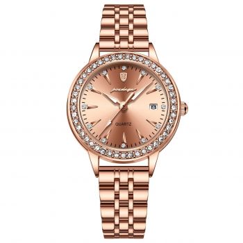 Ceas de dama Poedagar CS1675, otel inoxidabil, rose gold, cadran rose gold