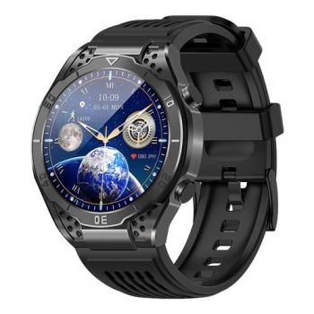 Ceas inteligent Smartwatch iSEN JA01 Black, Ecran AMOLED 1.43inch HD, Glicemie, Apel Bt, Apel SOS, Asistare vocala, Nivel radiatii, EKG, Acid uric, Lipide sange, Masa corporala (Negru)