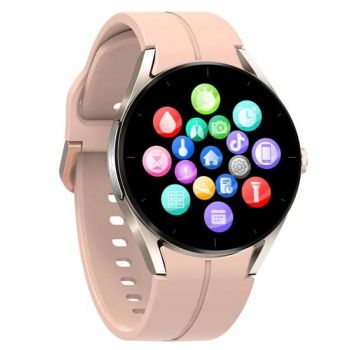 Ceas inteligent Smartwatch iSEN KS05, Display IPS HD 1.32inch, Bluetooth, Waterproof IP67, ECG, Ritm cardiac, Presiune sanguina, Glicemie, Oxigen (Roz)