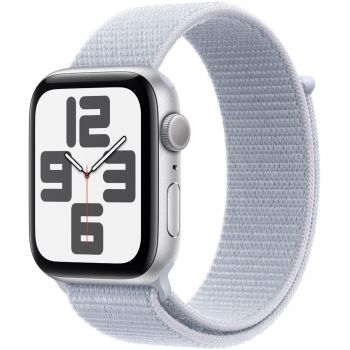 Apple Watch SE (2024), GPS, Carcasa Silver Aluminium 40mm, Blue Cloud Sport Loop