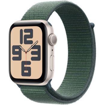 Apple Watch SE (2024), GPS, Carcasa Starlight Aluminium 40mm, Lake Green Sport Loop