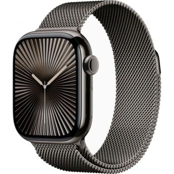 Apple Watch Seria 10, GPS + Cellular, 42 mm, Slate Titanium Case, Slate Milanese Loop