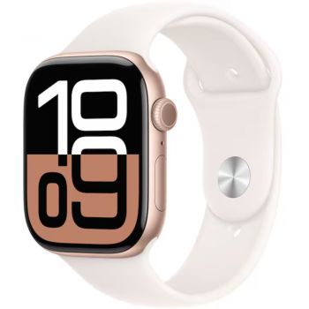 Apple Watch Seria 10, GPS + Cellular, 46 mm, Rose Gold Aluminium Case, Light Blush Sport Band, M/L