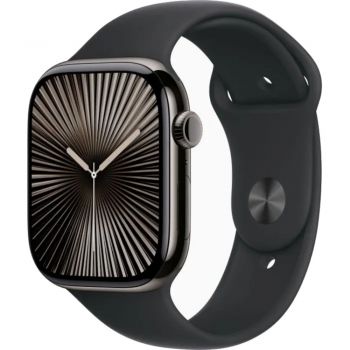 Apple Watch Seria 10, GPS + Cellular, 46 mm, Slate Titanium Case, Black Sport Band, M/L