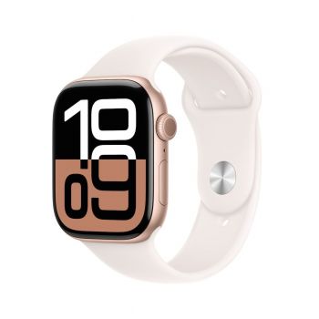 Apple Watch Series 10 GPS, 42mm Rose Gold Aluminium Case, Light Blush Sport Band - M/L