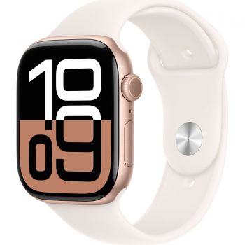 Apple Watch Series 10 , GPS, 46mm Rose Gold Aluminium Case, Sport Band, Light Blush, S/M