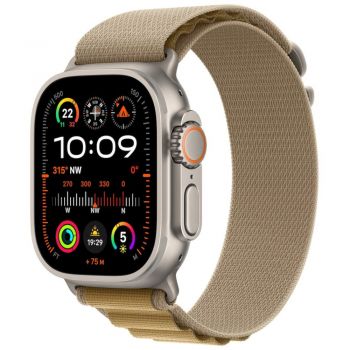 Apple Watch Ultra 2, GPS, Cellular, 49 mm, Carcasa Natural Titanium, Tan Alpine Loop, Small