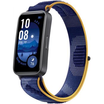 Bratara fitness Huawei Band 9, Dark Gray Body cu Blue Nylon Strap