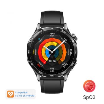 Smartwatch Huawei Watch GT5, 46mm, Black with Black Fluoroelastomer Strap