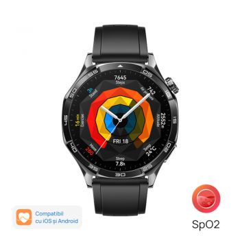 Smartwatch Huawei Watch GT5, 46mm, Black with Black Fluoroelastomer Strap