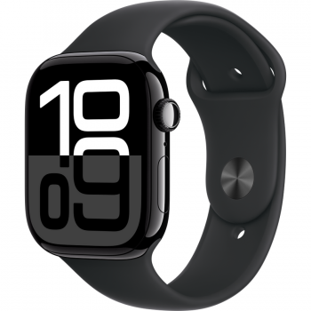 Apple Apple Watch 10, GPS, Cellular, Carcasa Jet Black Aluminium Case 46mm, Black Sport Band - S/M