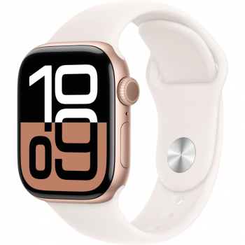 Apple Apple Watch 10 GPS, Carcasa Rose Gold Aluminium 42mm, Light Blush Sport Band - S/M