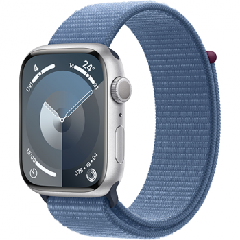 Apple Watch Apple Watch Series 9 GPS 45mm Silver Aluminium Case with Sport Loop - Winter Blue