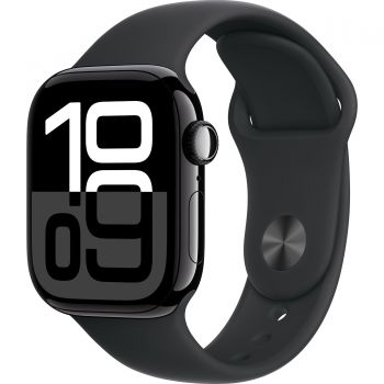 Apple Watch Series 10 , GPS, 42mm Jet Black Aluminium Case, Black Sport Band, M/L