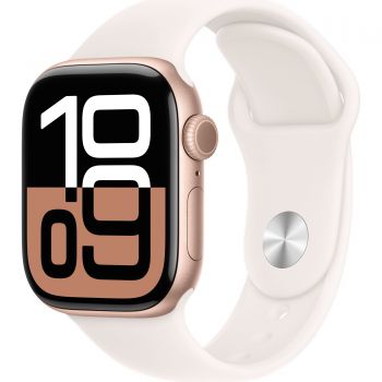 Apple Watch Series 10 , GPS, 42mm Rose Gold Aluminium Case, Sport Band, Light Blush, M/L